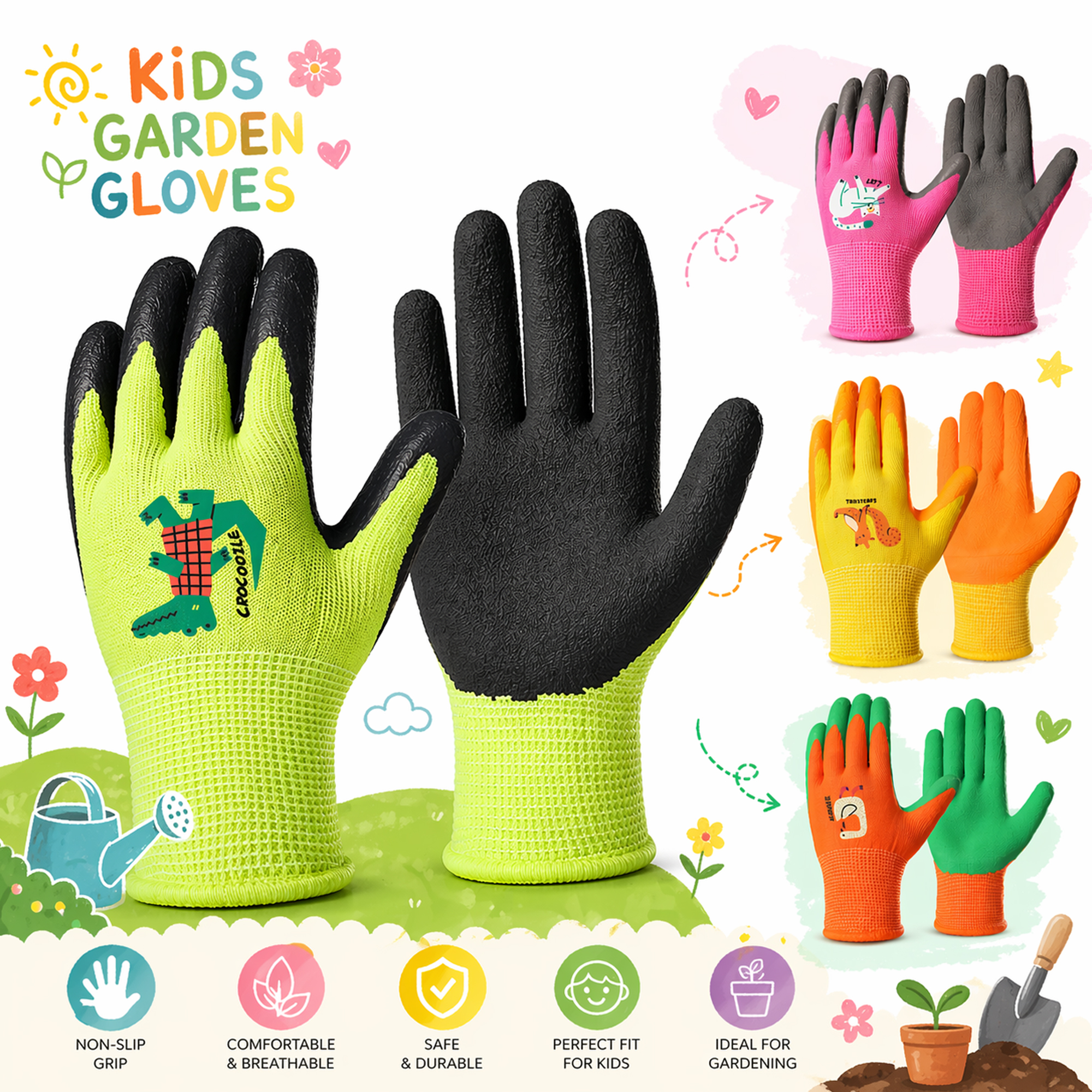 Gardening Tools For 8 Year Olds - 4 Pairs Kids Gardening Gloves Latex