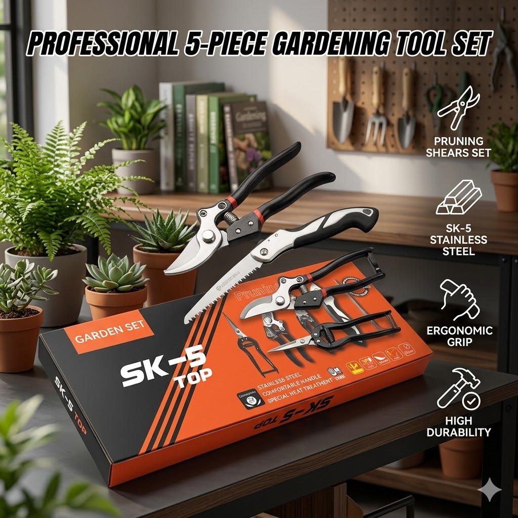 Gardening Hand Tools Yard - 5Pcs SK5 Steel Garden Tool Set