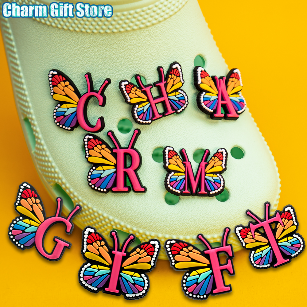 Gardening Tools Pink - 1pcs Colourful butterfly Shoe Charms Shoe