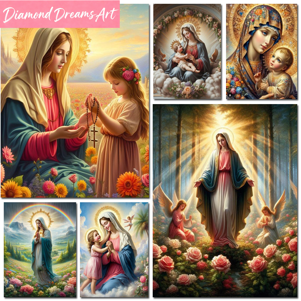 Gardening Tools Diy - Frameless,Diamond Painting Virgin Mary Flower Diy