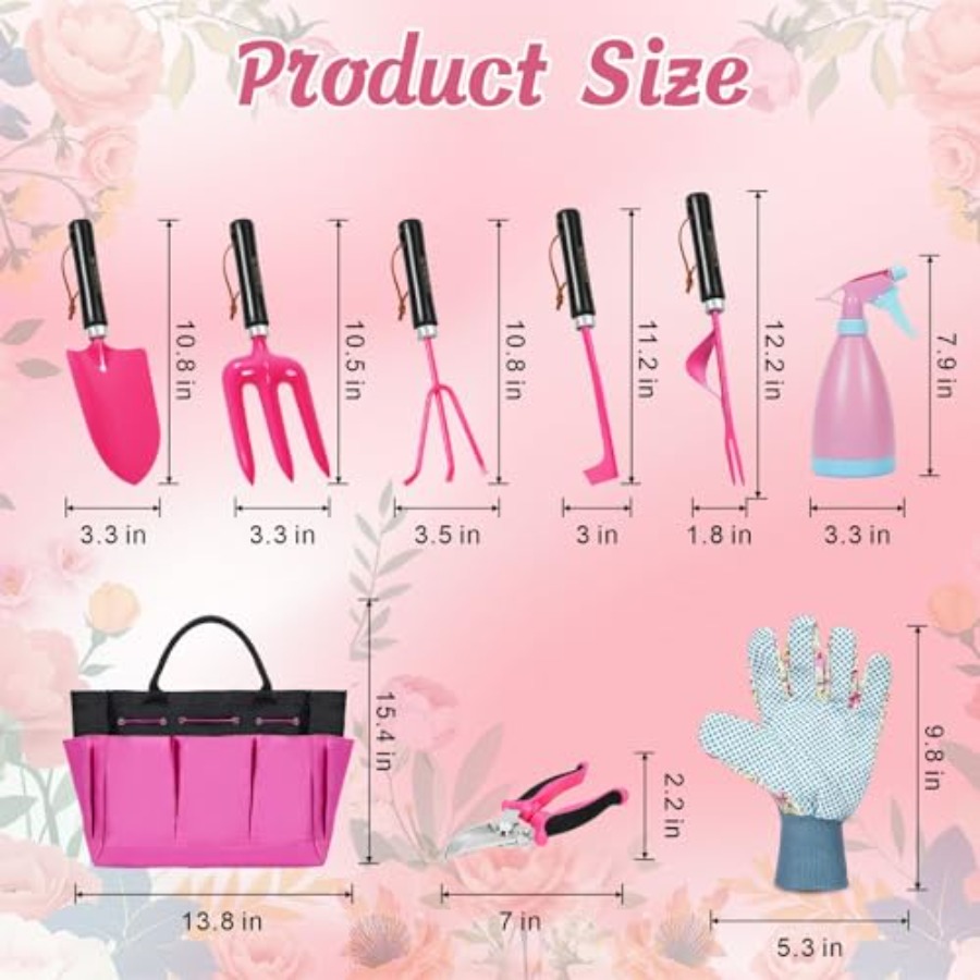 9Piece Heavy Duty Gardening Ha - Gardening Tools Pink recensie en prijs