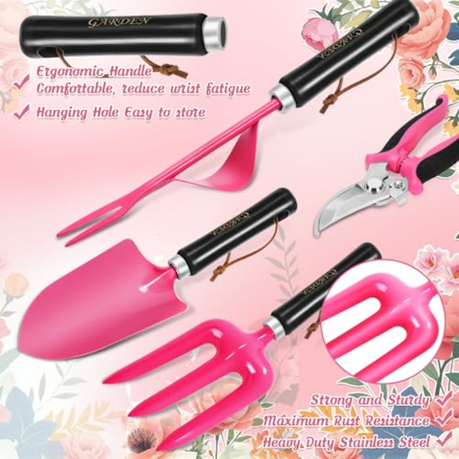9Piece Heavy Duty Gardening Ha - Gardening Tools Pink recensie en prijs