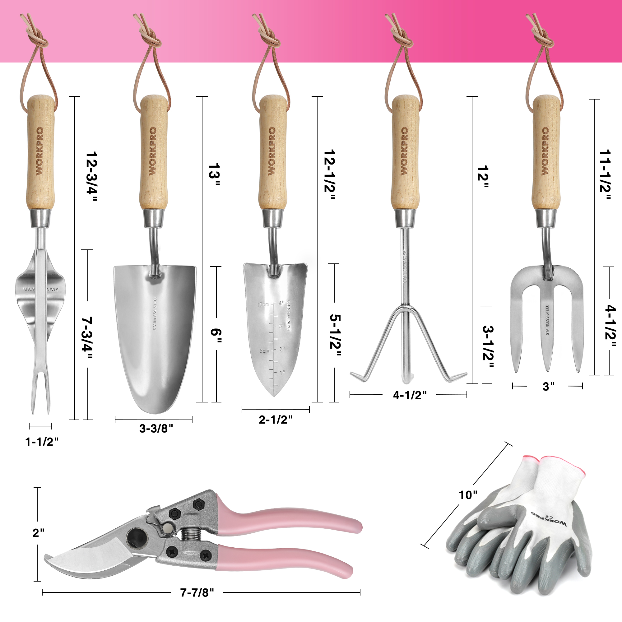 WORKPRO 8-Piece Pink Garden To - Gardening Tools Pink recensie en prijs