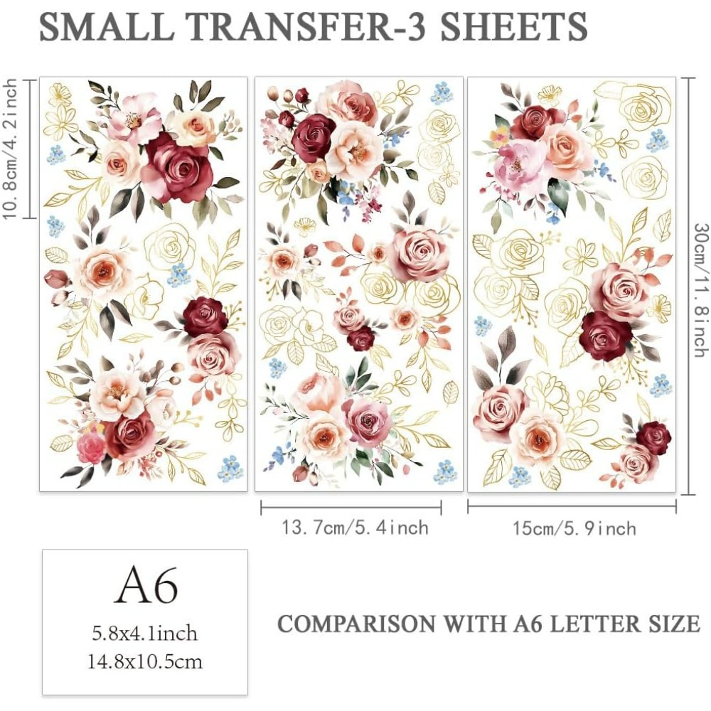 3pcs/Set Watercolor Roses Rub  - Gardening Tools Diy recensie en prijs