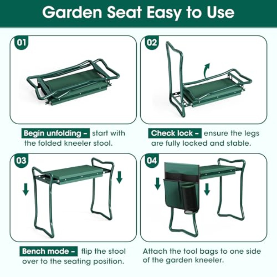 2-in-1 Garden Kneeler with Gre - Gardening Tools Holder recensie en prijs