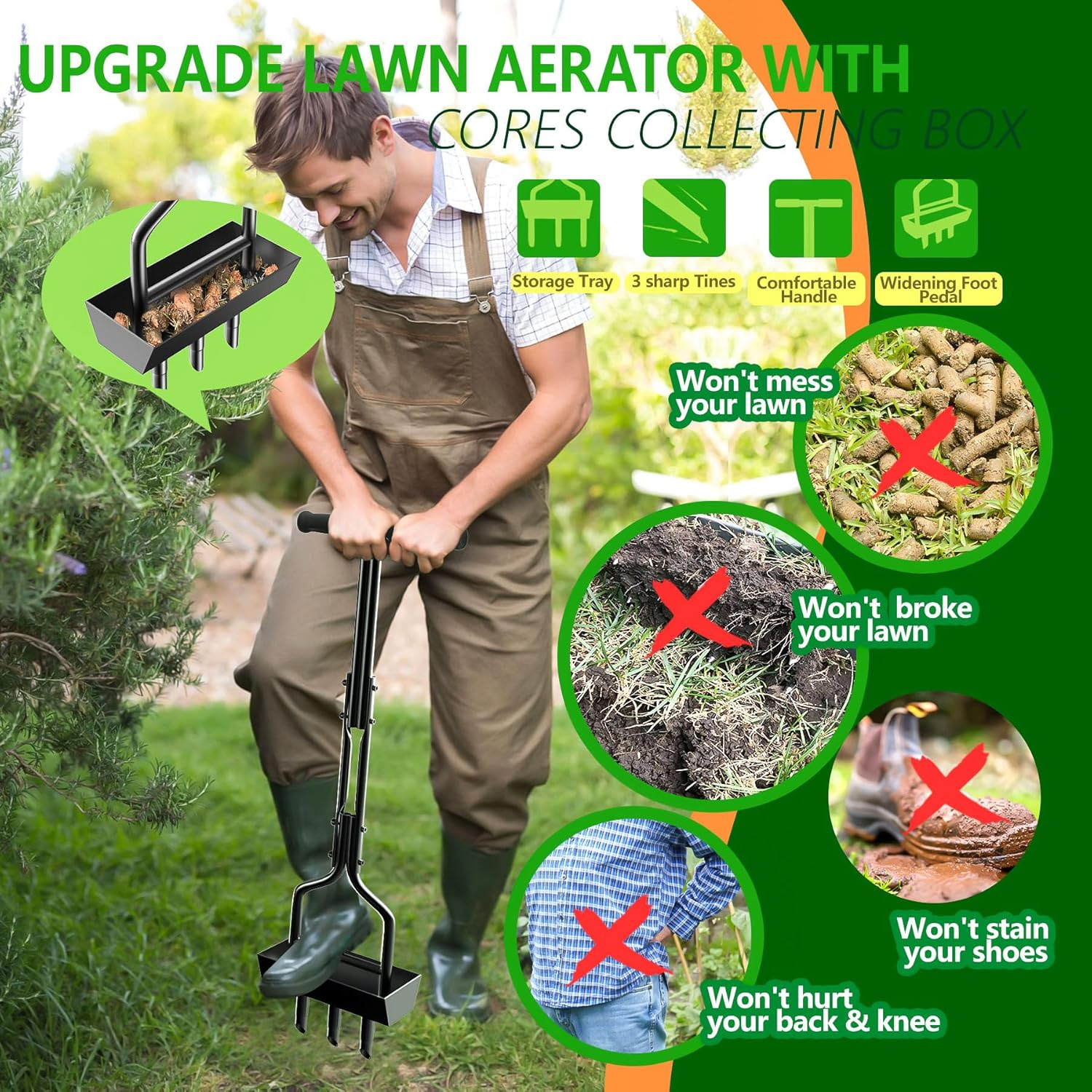 Manual Lawn Aerator Coring Gar - Gardening Hand Tools Yard recensie en prijs
